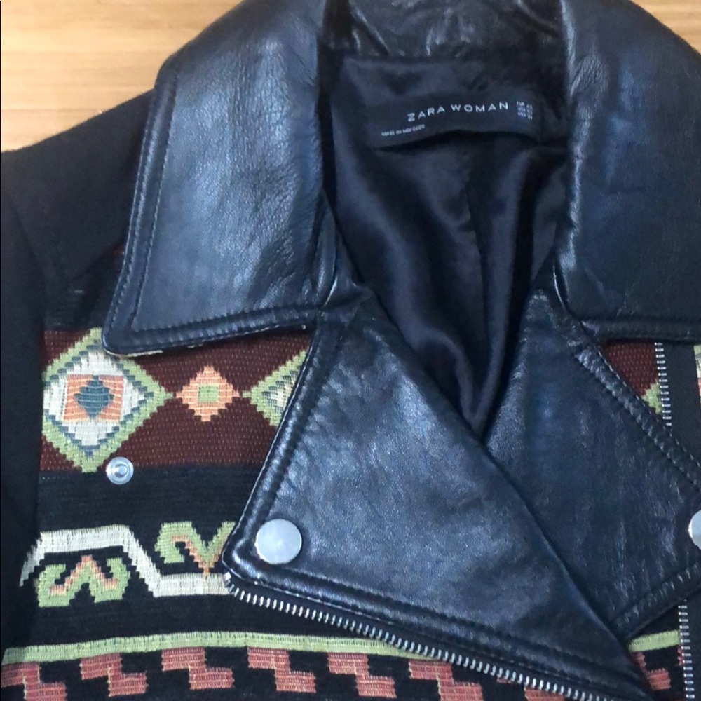 Zara Woven Patterned Biker Jacket - image 2